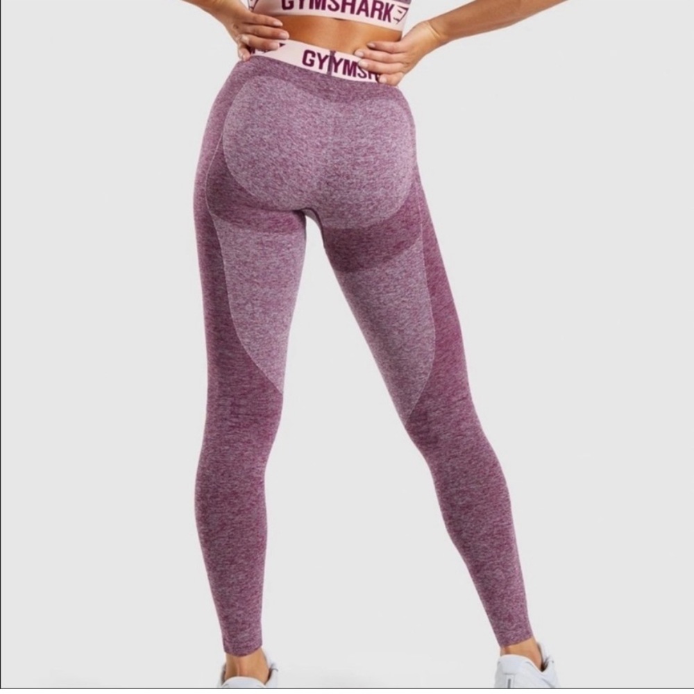 Gymshark Flex Leggings Size M Dark Ruby Marl / Bl… - image 1